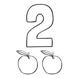 Pobarvanka števila 2 s slikovnim prikazom
