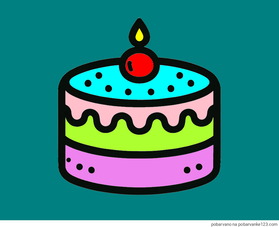 POBARVANA POBARVANKA - Otroška pobarvanka majhne torte