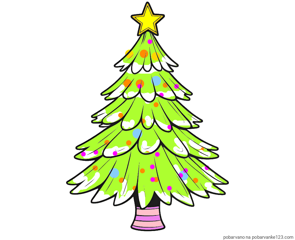 POBARVANA POBARVANKA - Pobarvanka božične smreke z zvezdo