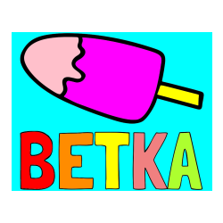 Pobarvana pobarvanka - Pobarvanka imena BETKA in pobarvanka lučke (sladoled na palčki)