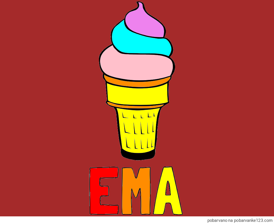 POBARVANA POBARVANKA - Pobarvanka imena EMA in pobarvanka sladoled