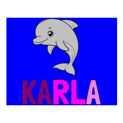 Pobarvana pobarvanka - Pobarvanka imena KARLA in otroška pobarvanka ljubkega delfina