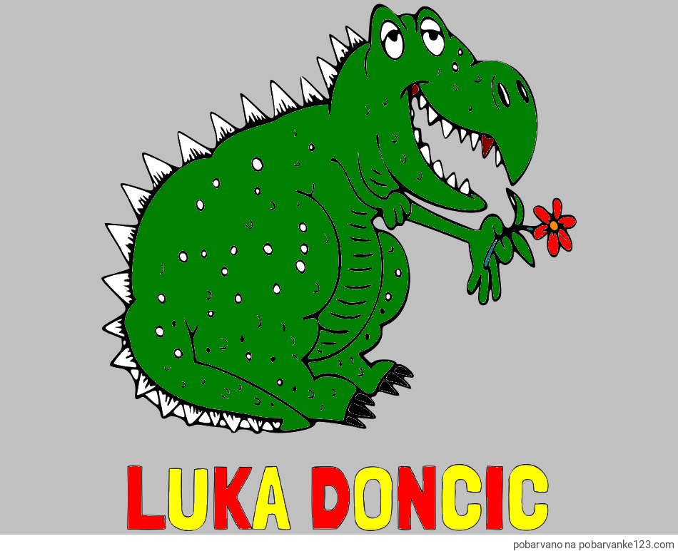 POBARVANA POBARVANKA - Pobarvanka imena LUKA DONČIČ in pobarvanka veselega dinozavra