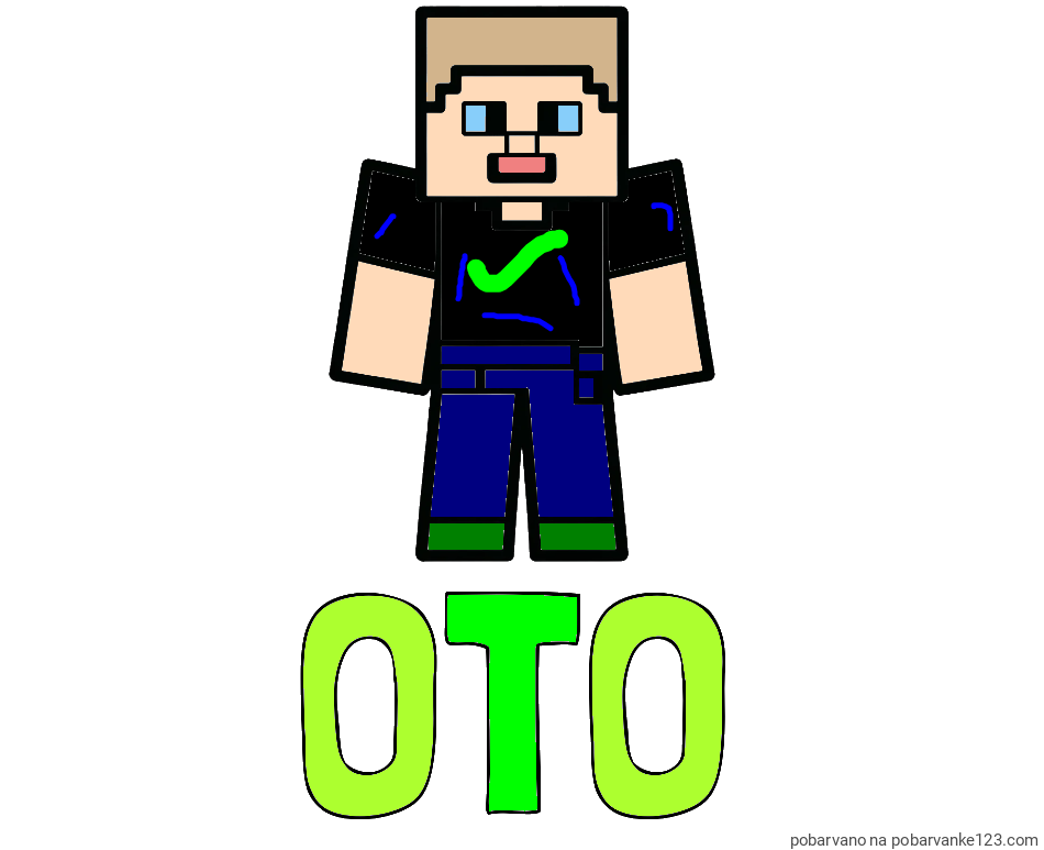 POBARVANA POBARVANKA - Pobarvanka imena OTO in pobarvanka Minecraft figurice