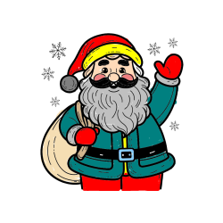 Pobarvana pobarvanka - Pobarvanka nasmejanega Božička s polno vrečo daril