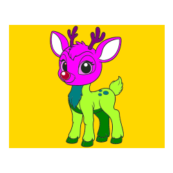 Pobarvana pobarvanka - Pobarvanka nasmejanega jelenčka Rudolfa