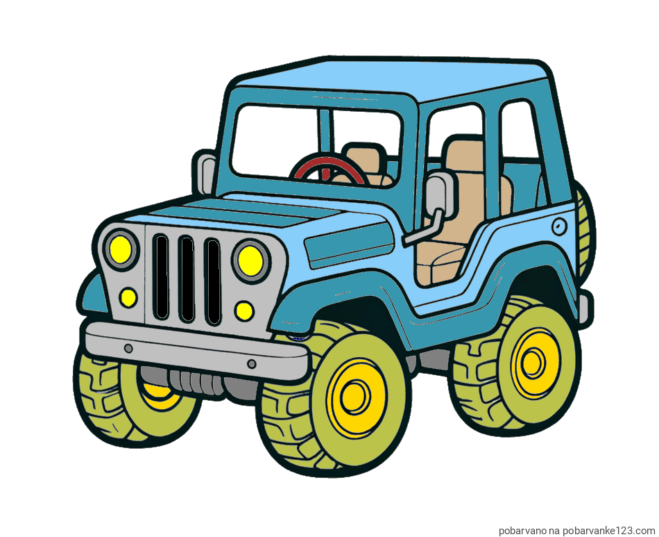 POBARVANA POBARVANKA - Preprosta pobarvanka jeep-a