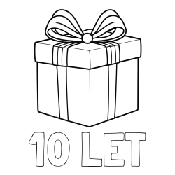 Online izdelana pobarvanka - Pobarvanka imena 10 LET in pobarvanka darila s pentljo