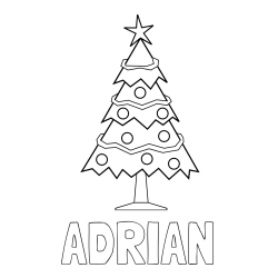 Online izdelana pobarvanka - Pobarvanka imena ADRIAN in pobarvanka božične smrečice
