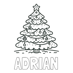 Online izdelana pobarvanka - Pobarvanka imena ADRIAN in pobarvanka božičnega drevesa