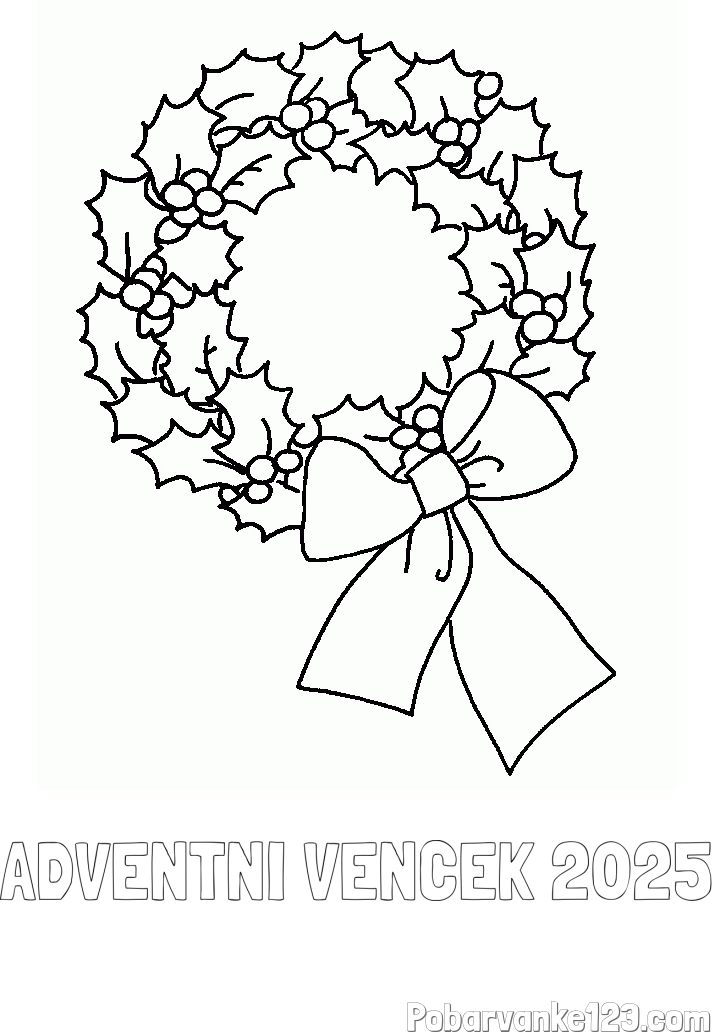 Pobarvanka imena ADVENTNI VENČEK 2025 in pobarvanka adventni venček