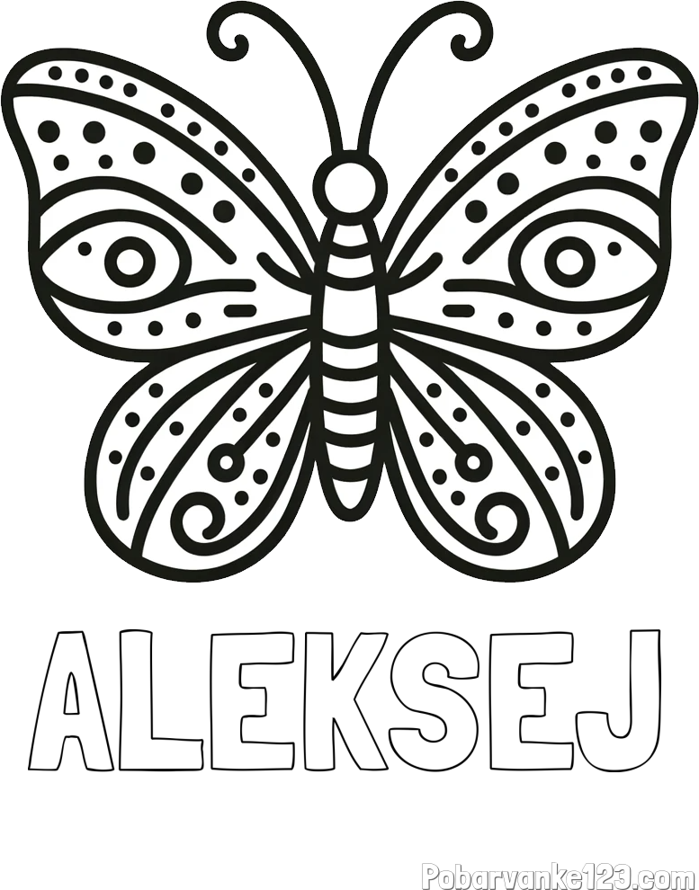 Pobarvanka imena ALEKSEJ in preprosta pobarvanka metulja