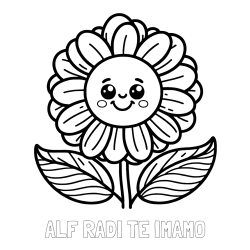 Online izdelana pobarvanka - Pobarvanka imena ALF RADI TE IMAMO in pobarvanka ljubke in nasmejane rože