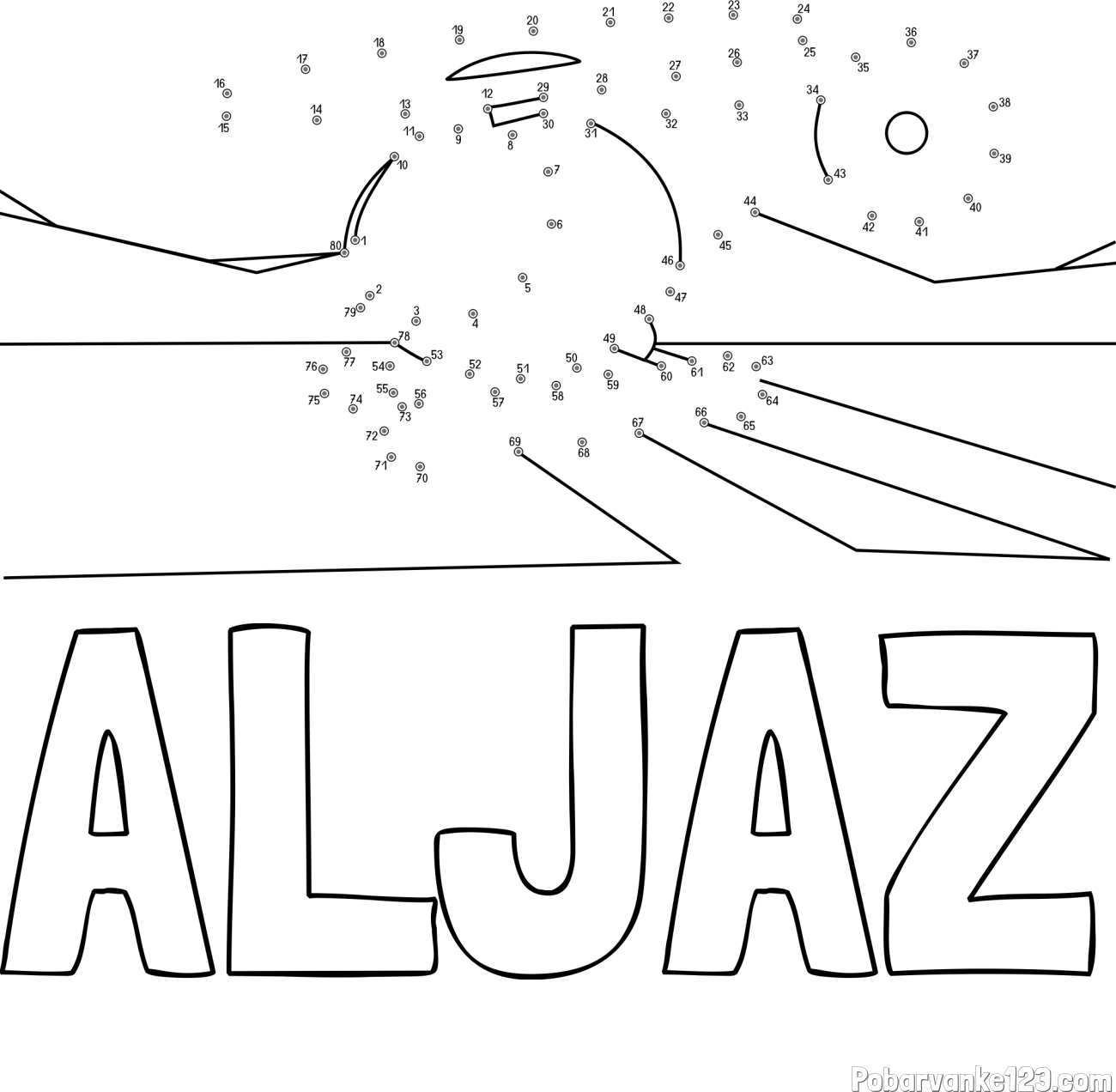 Pobarvanka imena ALJAŽ in pobarvanka helikopterja - poveži številke