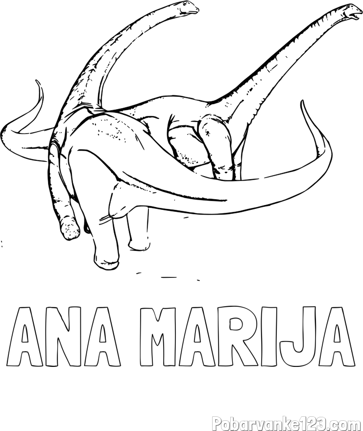 Pobarvanka imena ANA MARIJA in pobarvanka dinozavra Alamosaurus