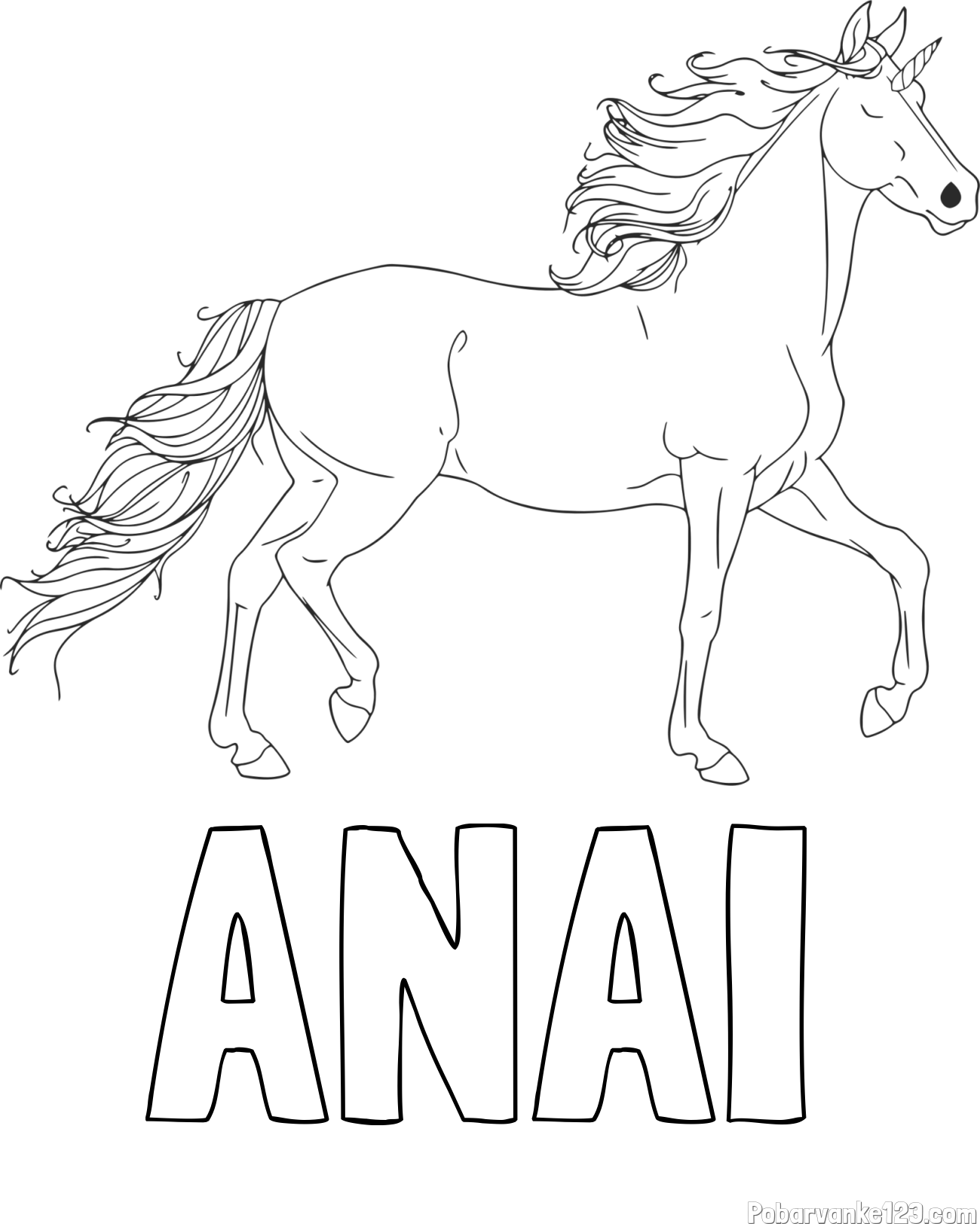 Pobarvanka imena ANAI in samorog