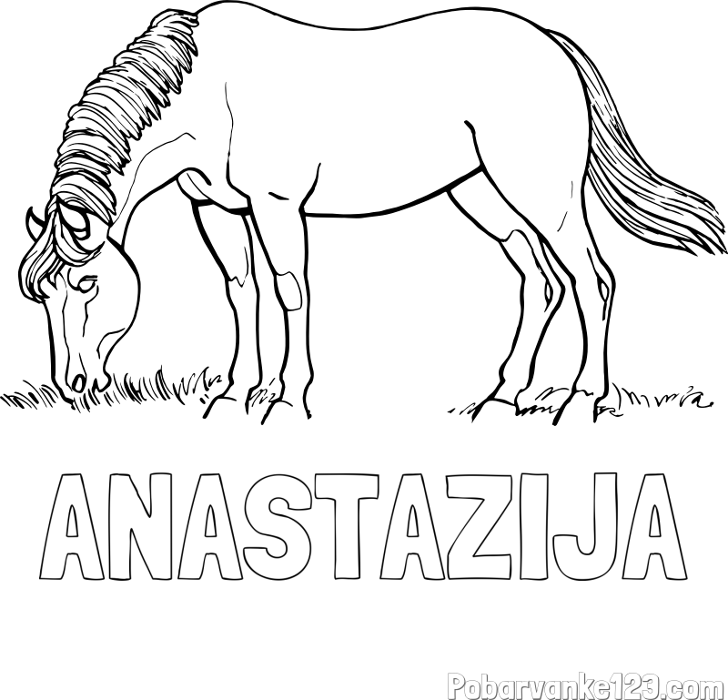Pobarvanka imena ANASTAZIJA in pobarvanka konja med pašo