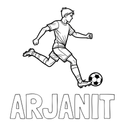 Online izdelana pobarvanka - Pobarvanka imena ARJANIT in pobarvanka nogometaša v napadu