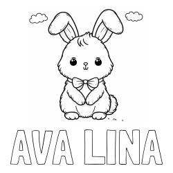Online izdelana pobarvanka - Pobarvanka imena AVA LINA in pobarvanka prikupnega zajčka