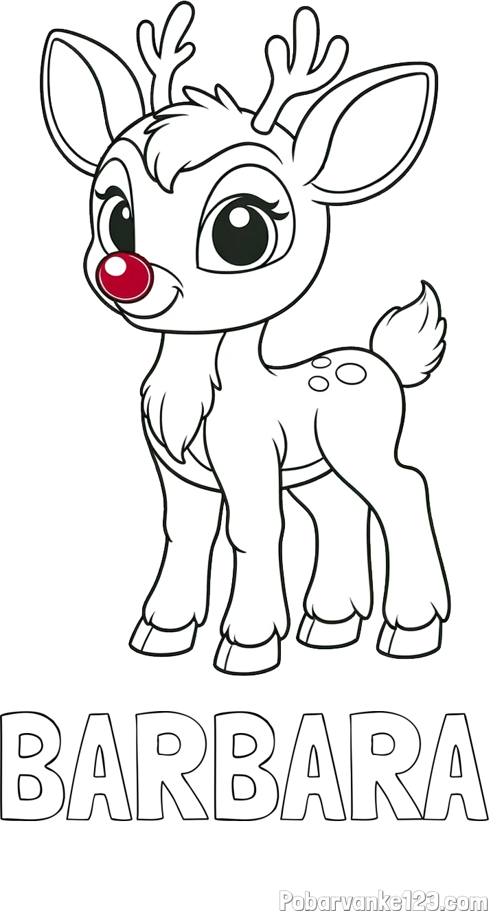 Pobarvanka imena BARBARA in pobarvanka nasmejanega jelenčka Rudolfa