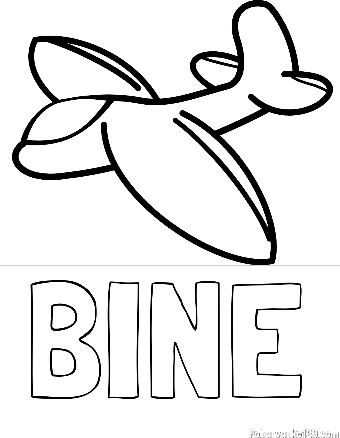 Pobarvanka imena BINE in pobarvanka majhnega letala