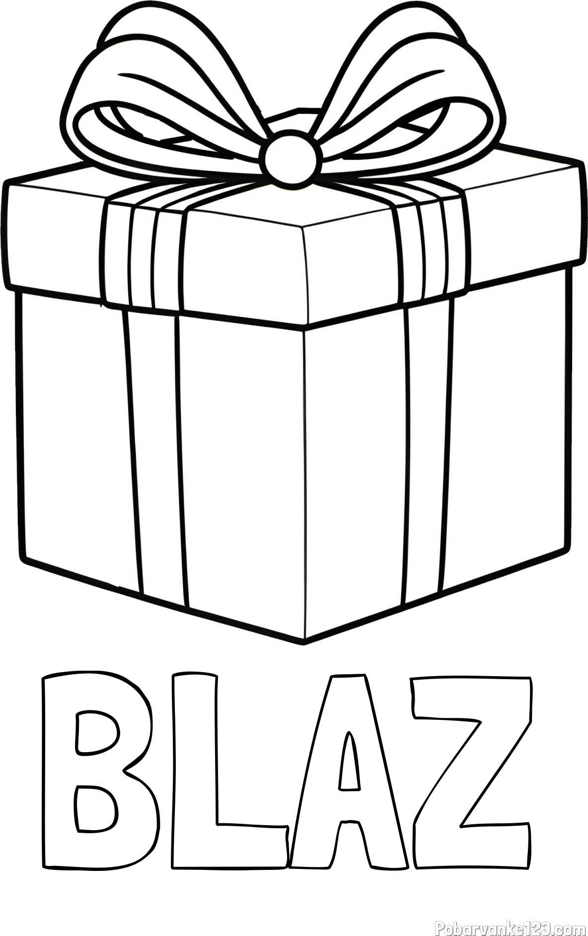 Pobarvanka imena BLAŽ in pobarvanka darila s pentljo