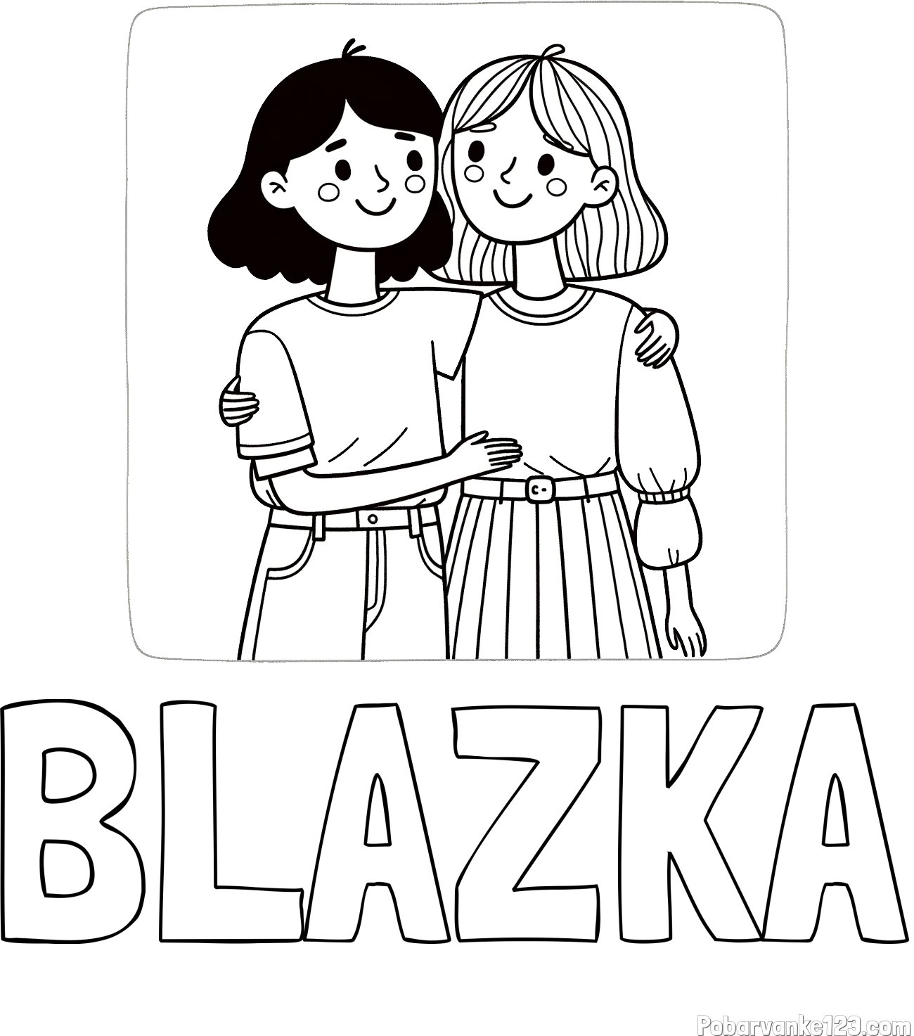 Pobarvanka imena BLAŽKA in otroška pobarvanka dveh prijateljic