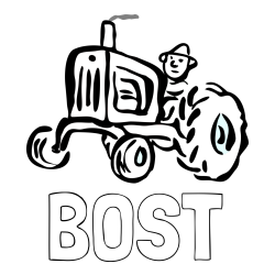 Online izdelana pobarvanka - Pobarvanka imena BOST in preprosta pobarvanka traktorja