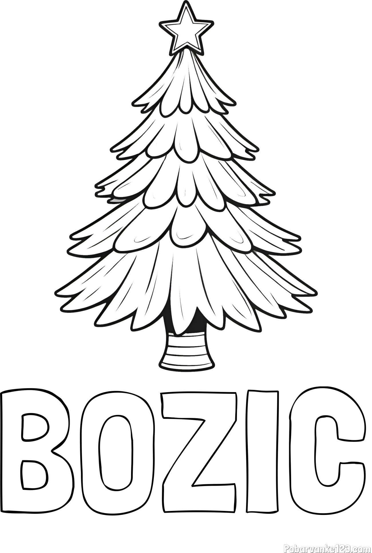 Pobarvanka imena BOŽIČ in pobarvanka božične smreke z zvezdo