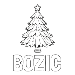 Online izdelana pobarvanka - Pobarvanka imena BOŽIČ in pobarvanka božične smreke z zvezdo