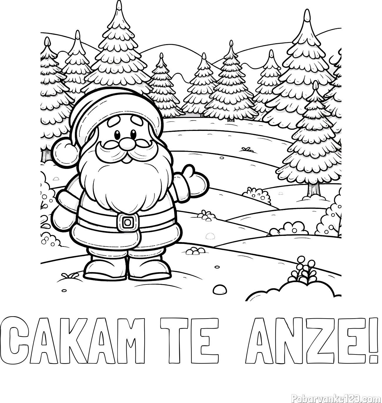 Pobarvanka imena ČAKAM TE - ANŽE! in pobarvanka Božička v naravi