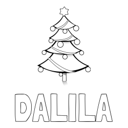 Online izdelana pobarvanka - Pobarvanka imena DALILA in božična smreka