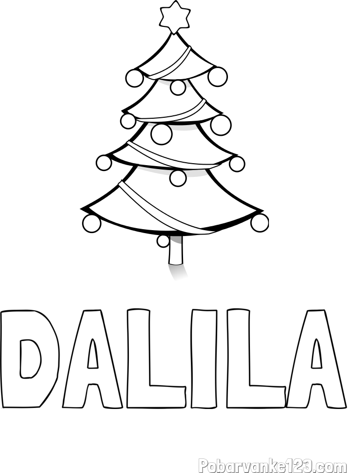 Pobarvanka imena DALILA in božična smreka