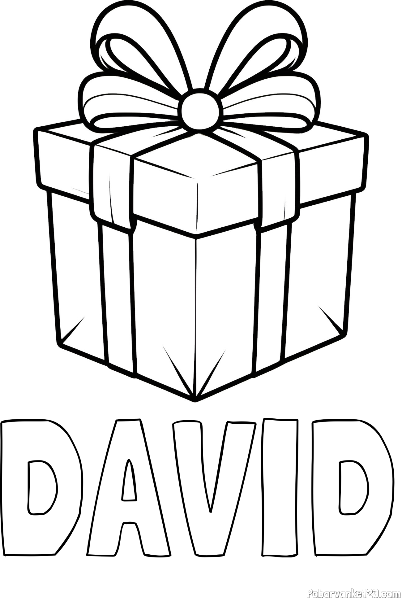 Pobarvanka imena DAVID in pobarvanka darilne škatle s pentljo
