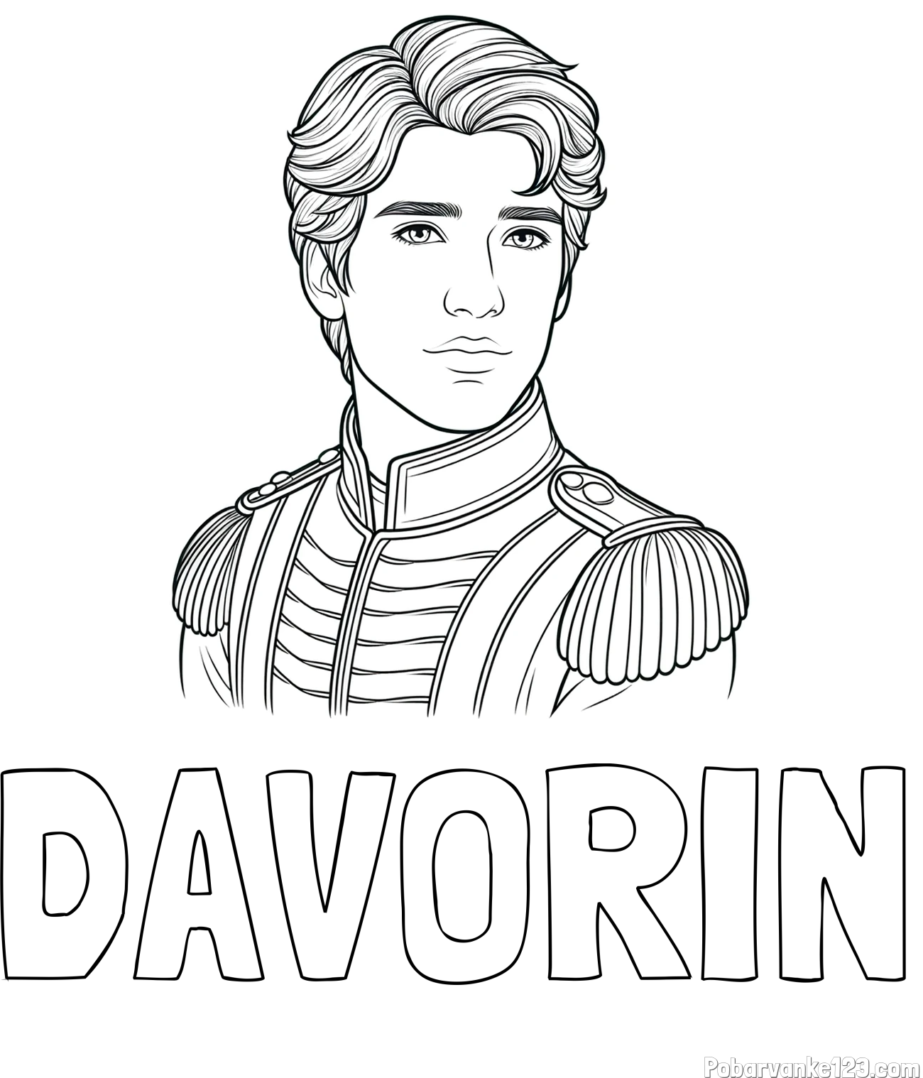 Pobarvanka imena DAVORIN in pobarvanka princa
