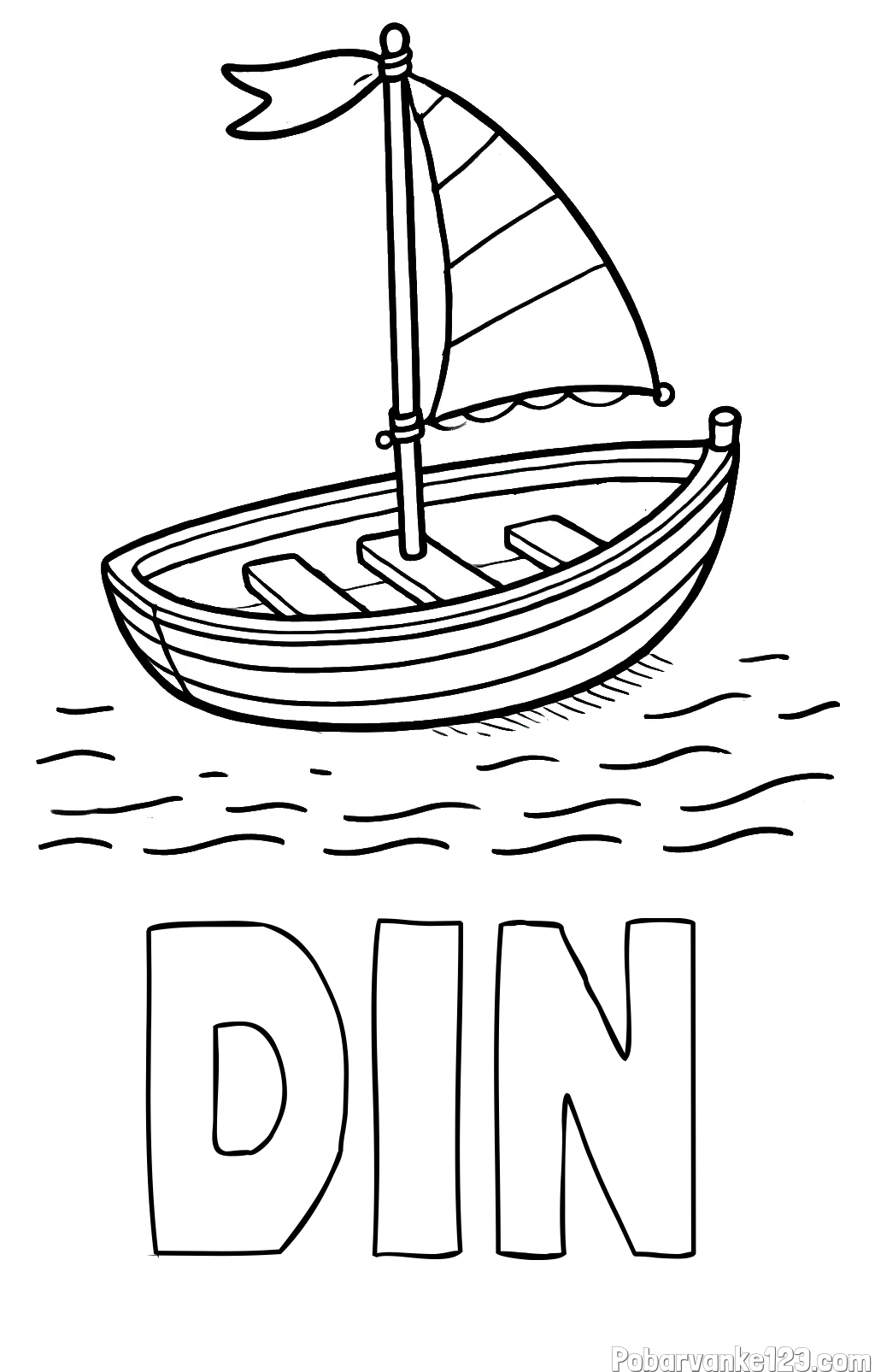 Pobarvanka imena DIN in preprosta pobarvanka ladjice