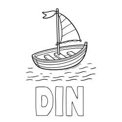 Online izdelana pobarvanka - Pobarvanka imena DIN in preprosta pobarvanka ladjice