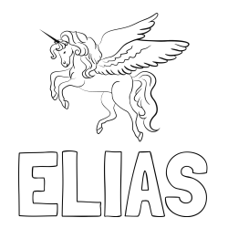 Online izdelana pobarvanka - Pobarvanka imena ELIAS in lepa pobarvanka samoroga