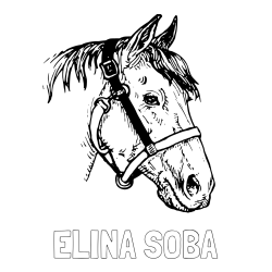 Online izdelana pobarvanka - Pobarvanka imena ELINA SOBA in konjska glava