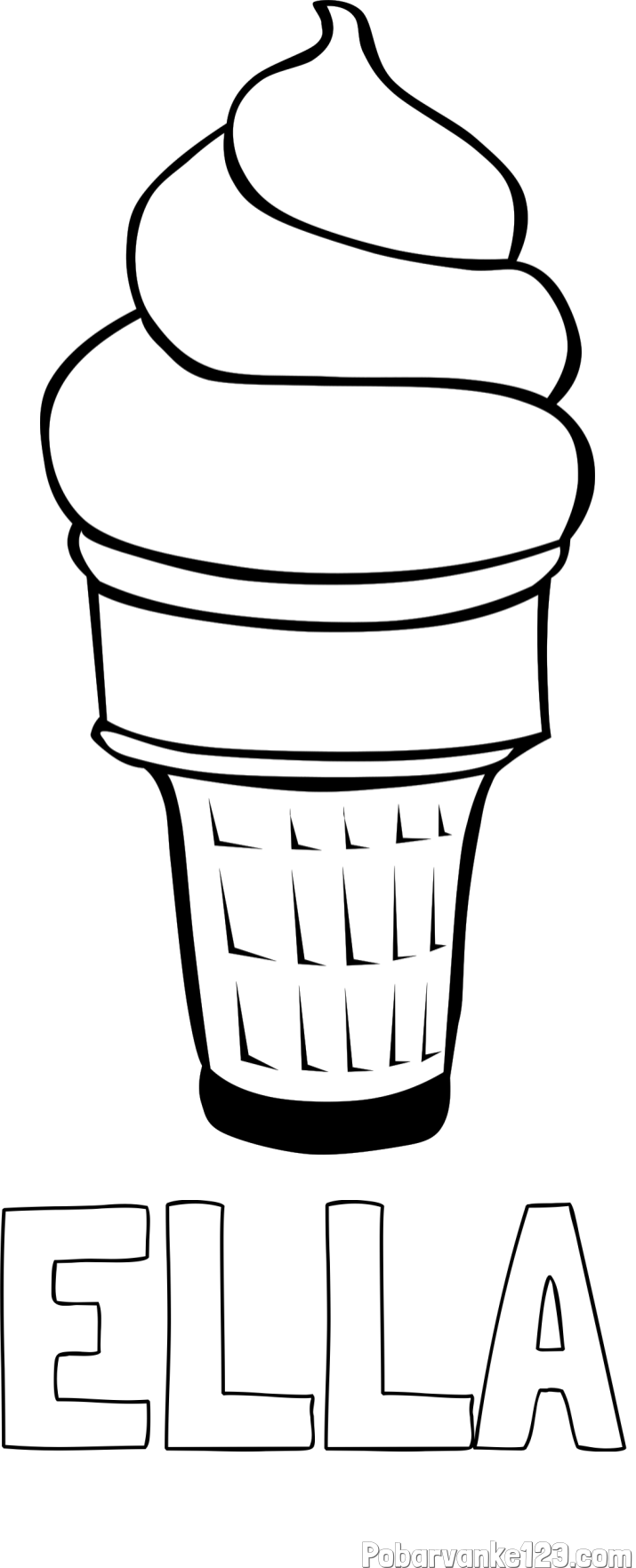 Pobarvanka imena ELLA in pobarvanka sladoled