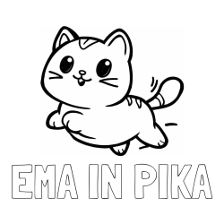 Online izdelana pobarvanka - Pobarvanka imena EMA IN PIKA in pobarvanka prikupne mačke med tekom