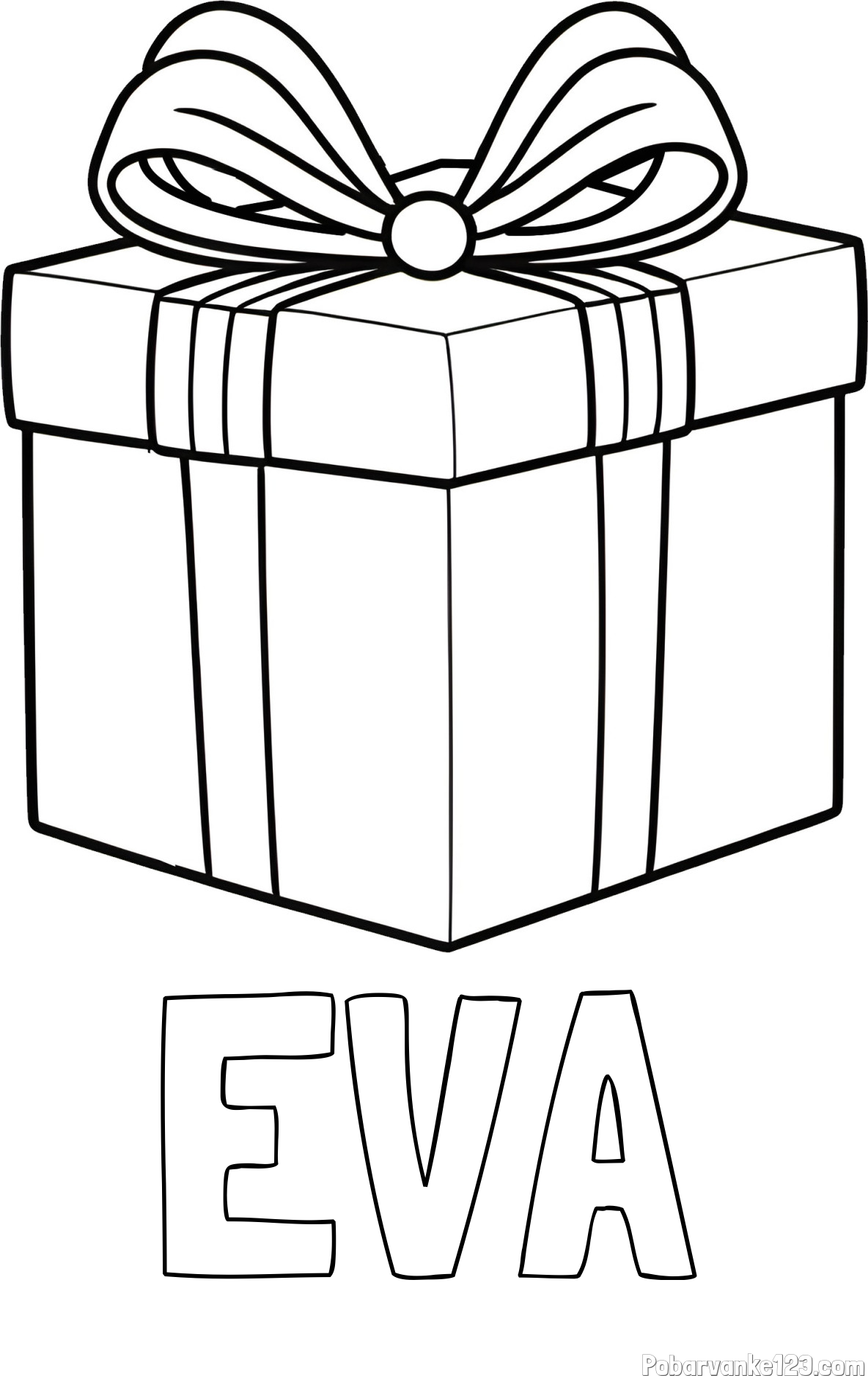 Pobarvanka imena EVA in pobarvanka darila s pentljo