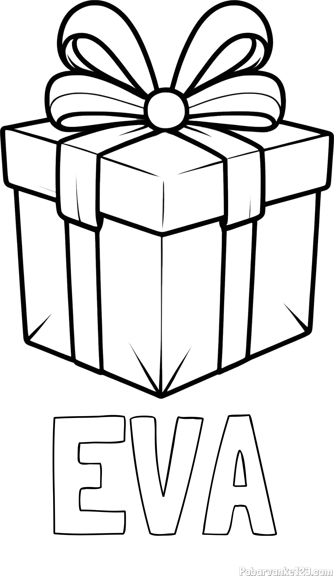 Pobarvanka imena EVA in pobarvanka darilne škatle s pentljo