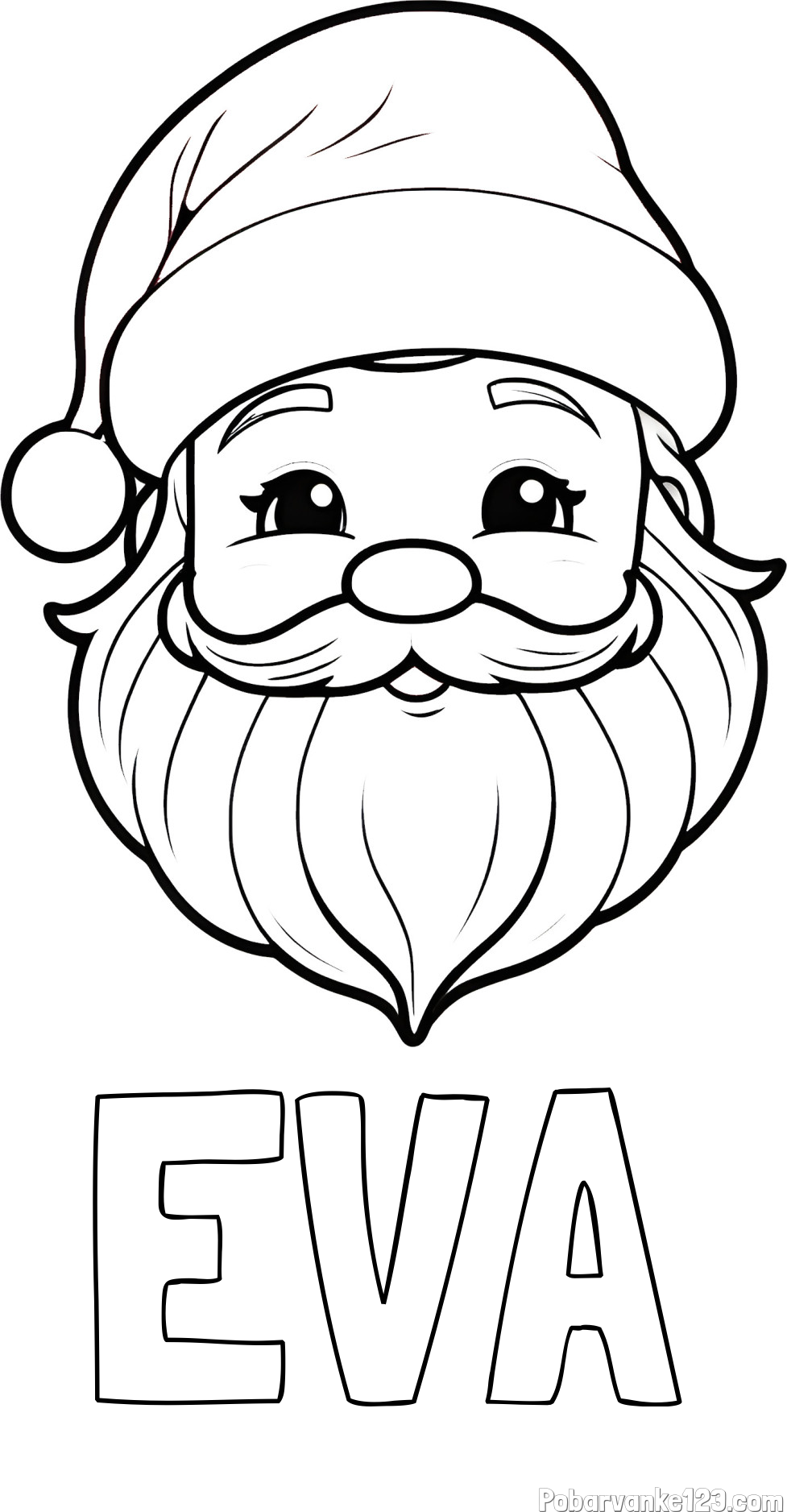 Pobarvanka imena EVA in pobarvanka ljubke božičkove glave