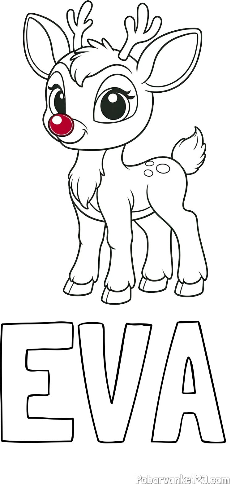 Pobarvanka imena EVA in pobarvanka nasmejanega jelenčka Rudolfa
