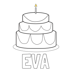 Online izdelana pobarvanka - Pobarvanka imena EVA in pobarvanka poročne torte