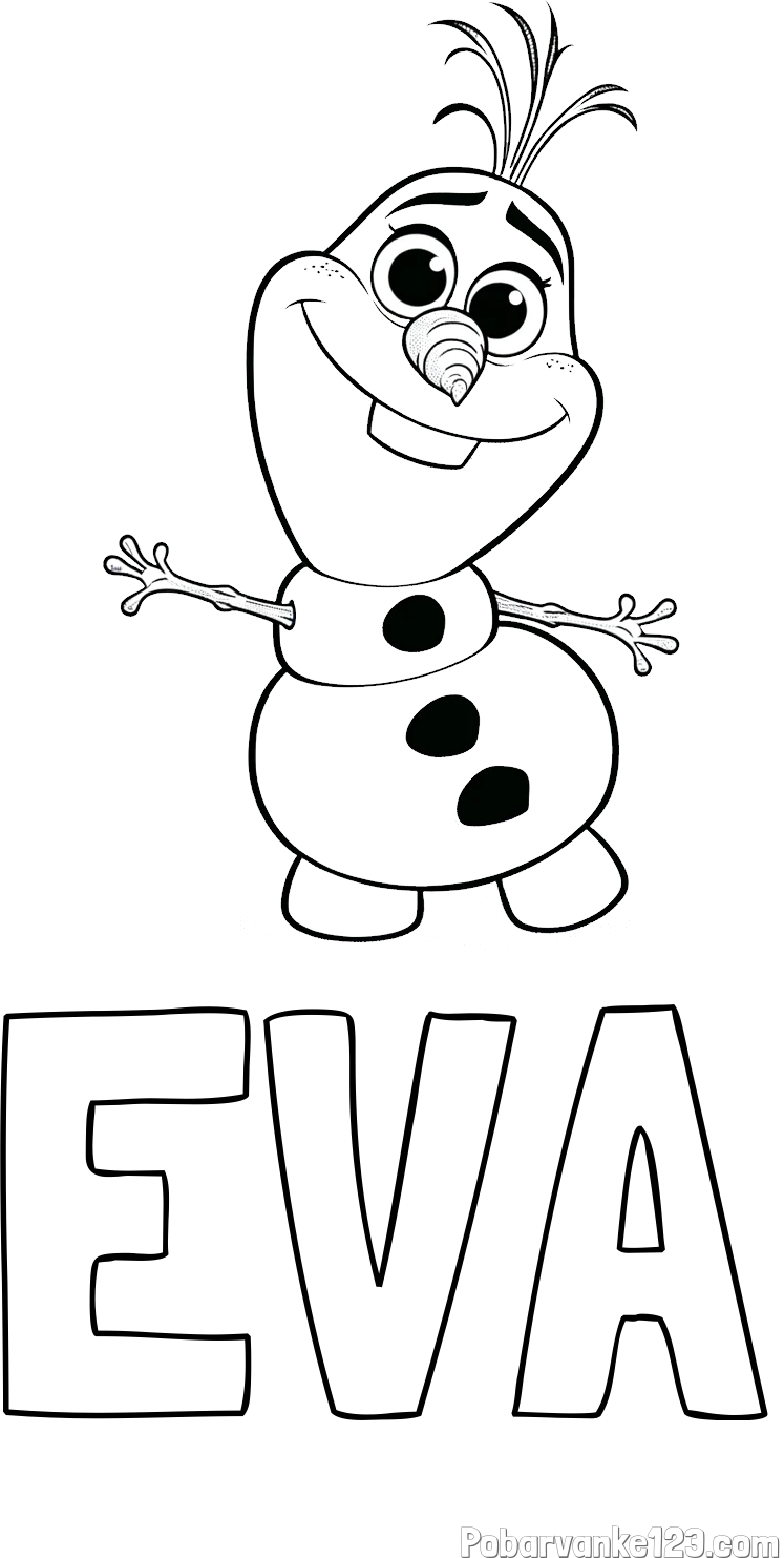 Pobarvanka imena EVA in pobarvanka prisrčnega snežaka Olaf