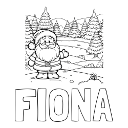 Online izdelana pobarvanka - Pobarvanka imena FIONA in pobarvanka Božička v naravi