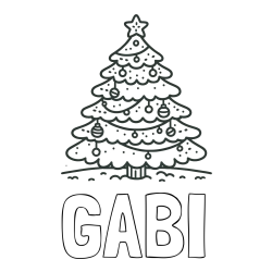 Online izdelana pobarvanka - Pobarvanka imena GABI in pobarvanka božičnega drevesa