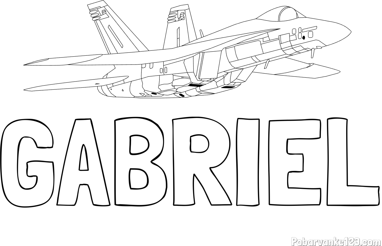 Pobarvanka imena GABRIEL in pobarvanka letala Hornet